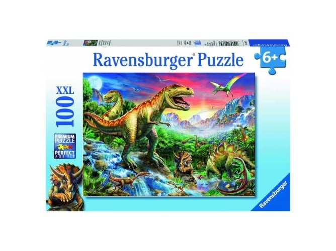 Puzzle 2D RAVENSBURGER Tempo dos Dinossauros (Idade Mínima: 6 - 100 Peças) Ravensburger - Quebra-cabeças de encaixar - fixação na parede, 100 peças, madeira resistente, 6 anos