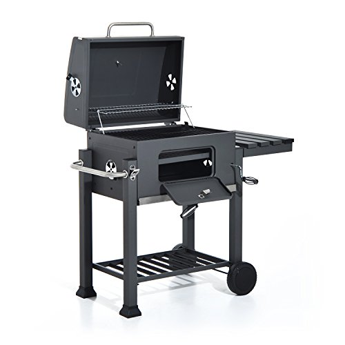 Churrascador de Carvão com Rodas Outsunny | 115 x 56 x 108 cm - Preto Outsunny - Churrasqueiras ao ar livre - carvão, rodas, 115x56x108 cm, preto