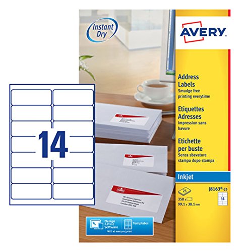 Etiquetas AVERY J8163-25 (Branco - 99 x 34 mm) AVE - Etiquetas de endereço - etiquetas, avery, j8163-25, branco, 99x34mm