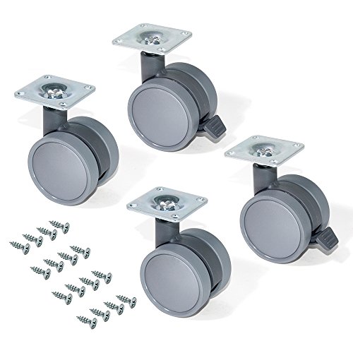 Rodas com Placa de Montagem, EMUCA, D.50Mm, Aço e Plástico, Preto, 4 Ud. Emuca - Rodízios - placa de montagem, diâmetro 50mm, aço, preto