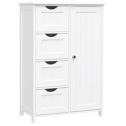 Armário de Cozinha VASAGLE Branco (Madeira MDF - 85x29x123 cm) VASAGLE - Armários de armazenamento e armários de bloqueio - 4 gavetas, MDF, 85x29x123 cm, branco