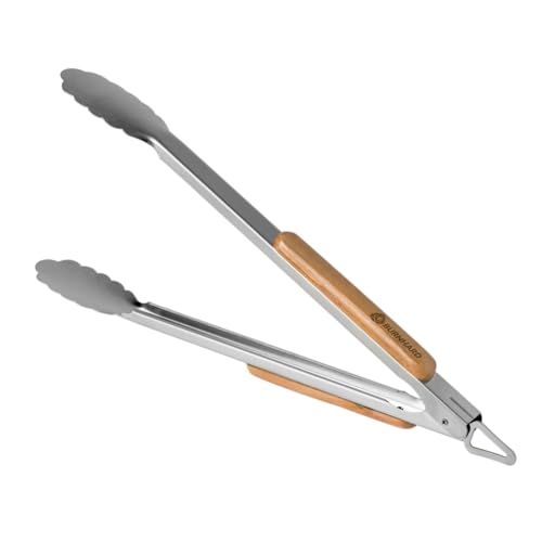 Pinça para Churrasco com Madeira de Aço Inoxidável e Aço Inoxidável 45 cm BURNHARD - Pinças de Cozinha - madeira, aço inoxidável, churrasco