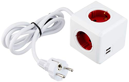 Allocacoc Powercube Extended Usb 4 Tomadas Multicor Allocacoc - Fios de extensão - 6 tomadas, 2 usb, extensível, cabo alargador