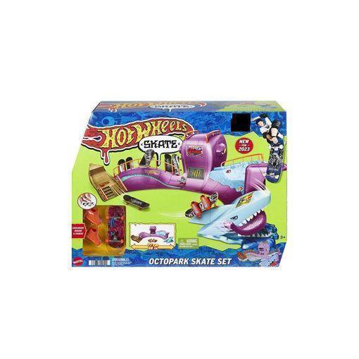 Hot Wheels Skate Park Set with Octopus (Idade mínima recomendada: 4 anos) Mattel - Brinquedos - pista de skate, patins intercambiáveis, barra, rampas verticais
