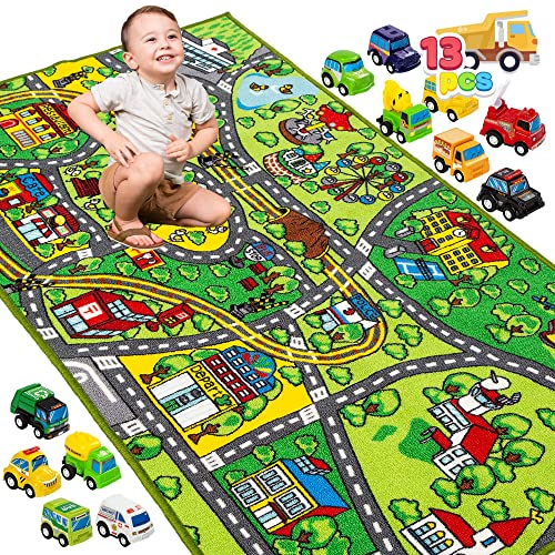 Tapete de Atividades para Crianças JOYIN 12 Cars Playmat Joyin Inc - Brincadeira de faz de conta - tapete atividades, crianças, joyin 12 cars playmat, carros fricção, design divertido, criar histórias