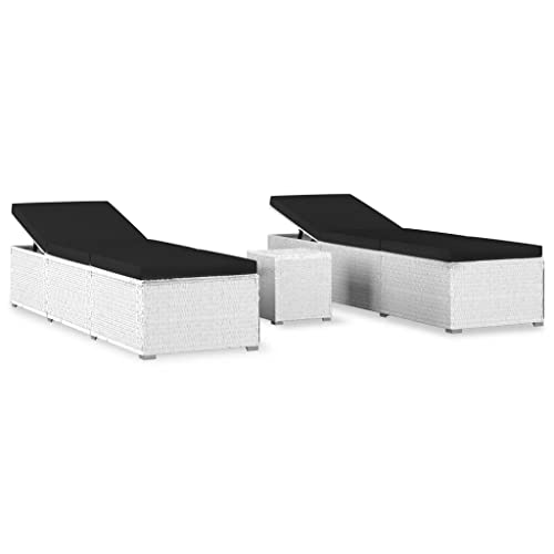 Conjunto de 3 Espreguiçadeiras e Mesa de Centro VIDAXL vidaXL - Móveis de exterior - espreguiçadeira, mesa de centro, conjunto
