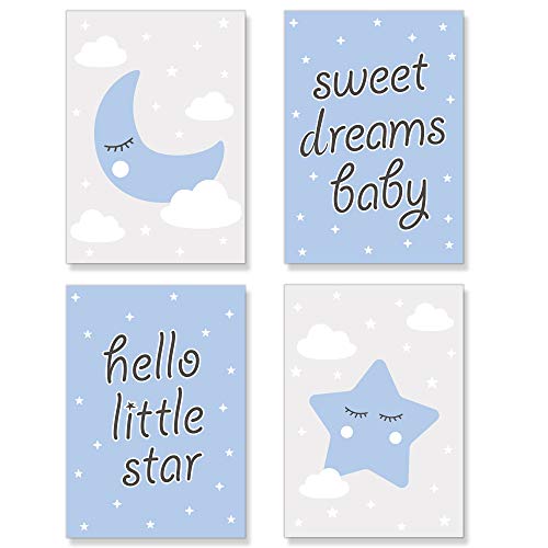 Quadro de Parede PREMYO 4 Posters Moon and Star PREMYO - Papel de parede - quadro, parede, posters, moon, star