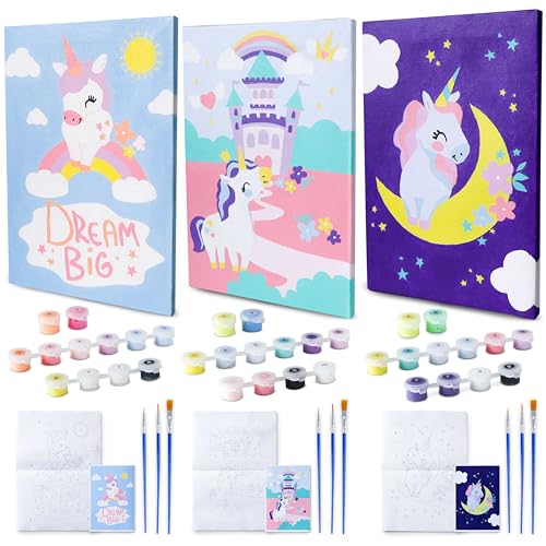 Kit de Artes BONNYCO 3 Quadros de Unicórnios Garcon Elite SL - Materiais de arte e artesanato - quadros, unicórnios, pinturas, pincéis, ganchos adesivos