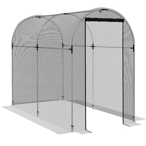 Cobertura de Cultura Outsunny | 120 x 240 x 188 cm - Preto Outsunny - Estufas - 120 x 240 cm, 188 cm altura, preto, porta aberta