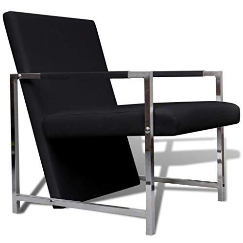 Poltrona de Escritório Vidaxl em Couro Artificial Preto (53 x 69 cm) vidaXL - Cadeiras - couro artificial, 53 x 69 cm, ergonômico, madeira macia