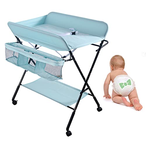 Mudador Portátil para Bebé HOMCOM | 80x66x98 cm - Azul RELOVE - Móveis para bebês e crianças pequenas - portátil, bebé, 80x66x98 cm, azul