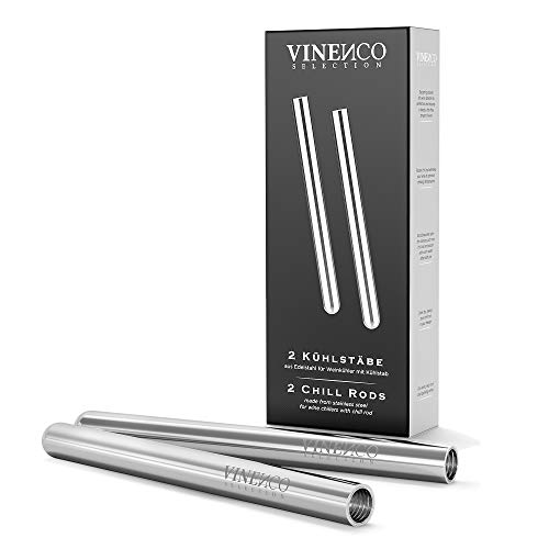 Kit de refrigeração de garrafas de vinho branco 3 em 1 Vinenco - Cubos e varetas para refrigeração de bebidas - refrigeração, vinho branco, 3 em 1, acero