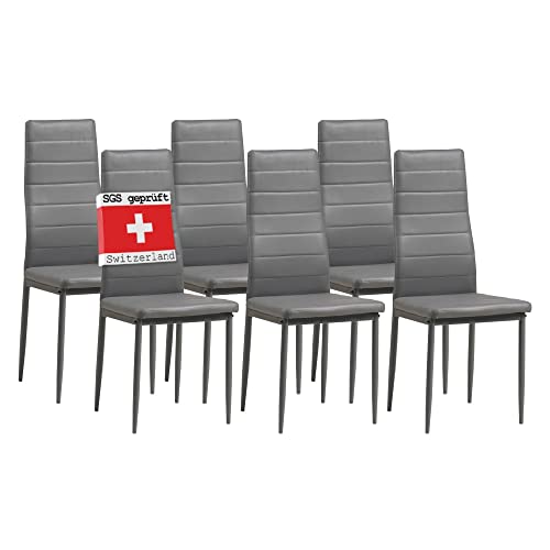 Conjunto de 6 Cadeiras de Refeição ALBATROS Milano Cinza (Cinzento - Poliéster) Albatros International GmbH - Cadeiras - conjunto, 6 cadeiras, refeição, cinzento, poliéster