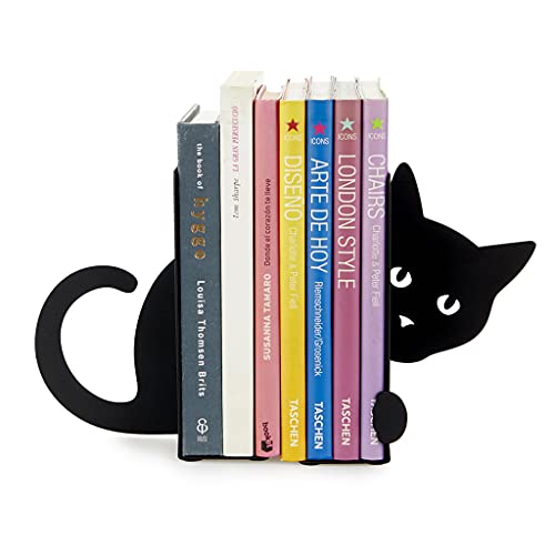 Suporte para Livros BALVI Hidden Cat Preto Balvi Gifts S.L. - Suportes de livros - livros, design elegante, preto, 14 cm