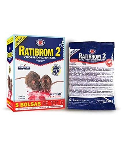 Raticida Cebo Fresco Ratibrom-2 D01.369 500G RATIBROM - Pesticidas - natural, biodegradável, 100% eficaz, sem efeitos colaterais