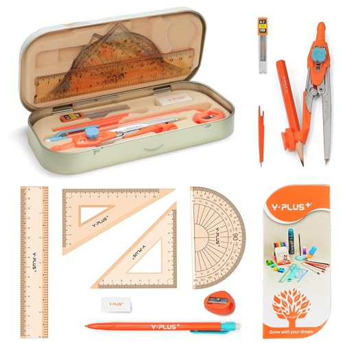 Jogo Didático GOLIATH (GERMANY) Geometry Set YPLUS - Instrumentos de escrita e desenho - instrumentos matemáticos, prática caixa de metal, rega, duas regradas
