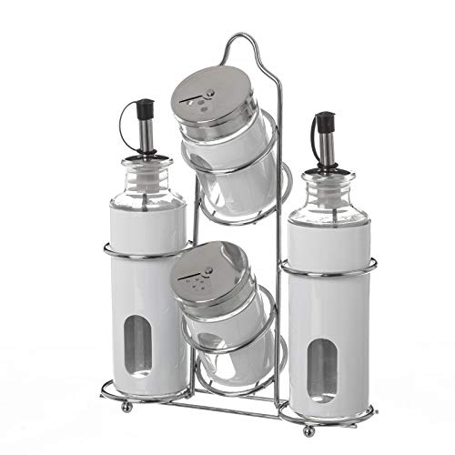 Conjunto de 2 recipientes para Cozinha DCASA Basic (Vidro - Branco) Dcasa - Dispensadores de óleo e vinagre - vidro, branco, cozinha