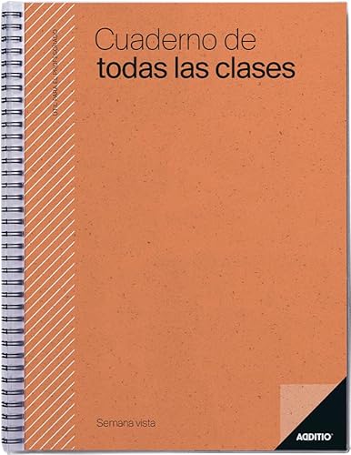 Caderno ADDITIO Professores (Laranja - A4) Additio - Cadernos e bloco de notas - calendário, horários, listas de alunos, anotações
