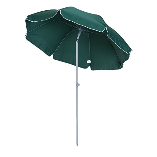 Guarda-Sol de Praia Outsunny | Ø200 cm | Telhado Inclinado | Poste Destacável | Bolsa de Transporte - Verde Outsunny - Guarda-sóis e toldos de exterior - guarda-sol, praia, outsunny, telhado inclinado, poste destacável