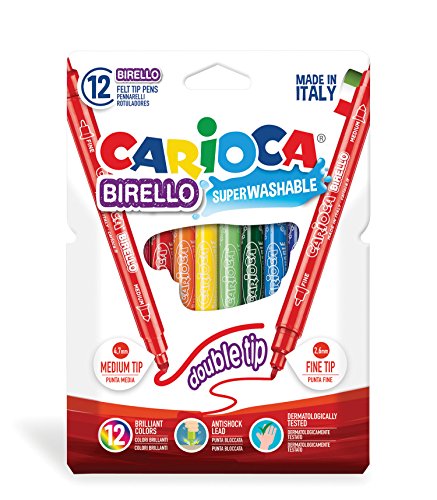 Marcador Ponta Dupla Caricola 12 Cores Carioca - Instrumentos de escrita e desenho - 12 cores, ponta dupla, laváveis