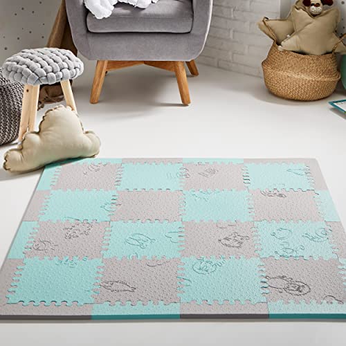 Tapete de Atividades LUBABYMATS Mini Cinza e Verde Planchas de Goma Industrial SA - Móveis para bebês e crianças pequenas - atividades, mini, cinza, verde