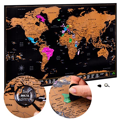 Mapa Atlas & Green Mundi Rascar Mapa do Mundo com Acessórios Mayan Green - Pósteres, impressões e arte visual - mundo, raspável, detalhado, acessórios