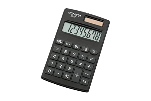 Calculadora GENIE 215 P Bolsa Básica Preto GENIE - Calculadoras - calculadora, genie 215 p, bolsa básica preto, visor retroiluminado, 8 linhas
