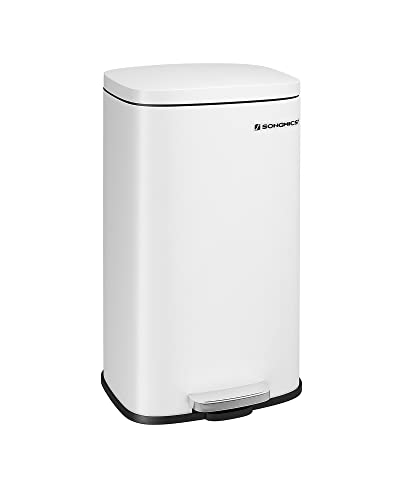 Caixa de Lixo com Pedal SONGMICS Branco (Material: Aço) SONGMICS - Lixeiras e cestos de lixo - pedal, aço, branco