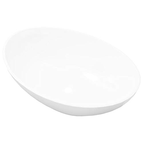 Lavatório de Cozinha Vdxhl-107-Oval Vidaxl (Branco - 40x33cm) vidaXL - Conjuntos de móveis - cerâmica, 40x33cm, branco, mesa