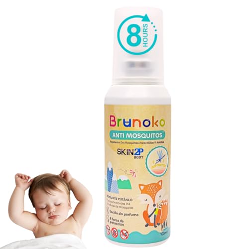 Locião Antimosquito Brunoko & Psa Skin 2 P Skin 2P - Repelente de insetos para a pele - antimosquito, bebé, protecção, 8 horas