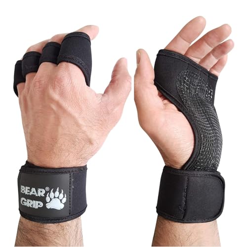 Luvas de Fitness BEAR GRIP Preto (L-XL) BEAR GRIP - Luvas de levantamento de peso e suportes para as mãos - fitness, preto, l-xl