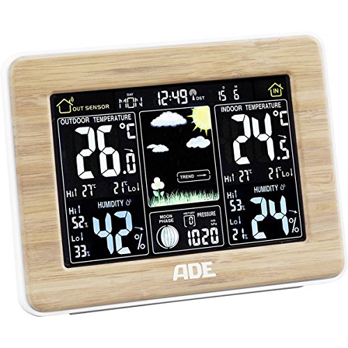Estação Meteorológica Digital ADE WS 1703 ADE - Previsores do tempo e estações - visor LED, humidade, temperatura, pressão atmosférica, alarme, memória máxima/mínima