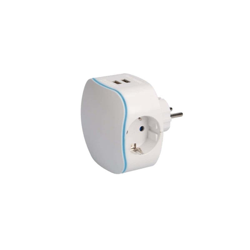 Adaptador de Viagem EDM ELECTRONIC Schuko Triplo com 2 USB EDM - Inversores de energia - schuko, 2 usb, tipo f, com fios