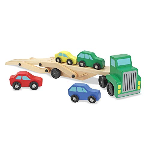 Jogo de Tabuleiro MELISSA & DOUG Car Carrier Truck & Cars (3 Anos) Melissa & Doug - Brinquedos - carregamento, 4 carros, transporte, 3 anos