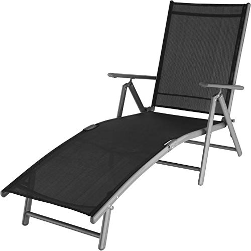 Espreguiçadeira TECTAKE Marisol (Cinzento Escuro - Aço - 195x72.5x111 cm) TecTake - Cadeiras - alumínio, fibra textil, rescaldo reclinável, transporte fácil