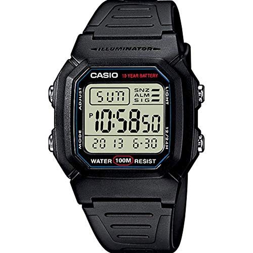 Relógio CASIO Homem W-800H-1AVES Preto (Aço - Preto) Casio - Relógios - ecrã digital, 10 ATM, cr2012, aço