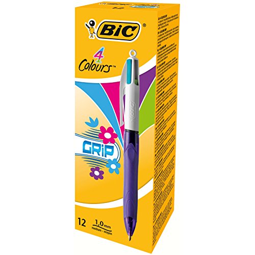Esferográfica BIC Retráctil Grip Multicor (4 Un) BIC - Canetas - retractil, multicor, borracha, ponta retrátil