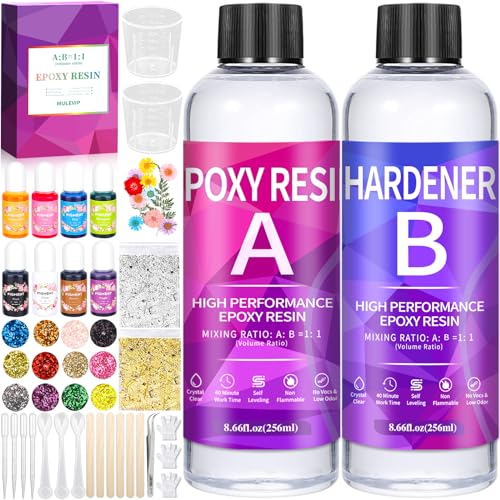 Mulevip Resina Epoxy 510 Ml Transparente Kit de Iniciante de Resina MULEVIP - Adesivos e ímãs para artesanato - epoxy, transparente, kit iniciante