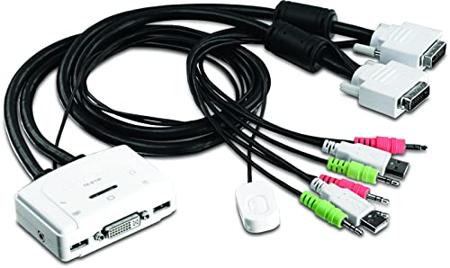 Adaptador TRENDNET (KVM - KVM - Preto) Trendnet - Comutadores kvm - dvi, usb, 2 portas USB, auscultadores