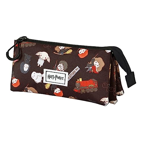 Mochila HARRY POTTER Cute Portatodo Triple Fan 2.0 (Preto - Poliéster - 22x10x8 cm) KARACTERMANIA - Estojos para canetas e lápis - Harry Potter, preto, poliéster, 22x10x8 cm