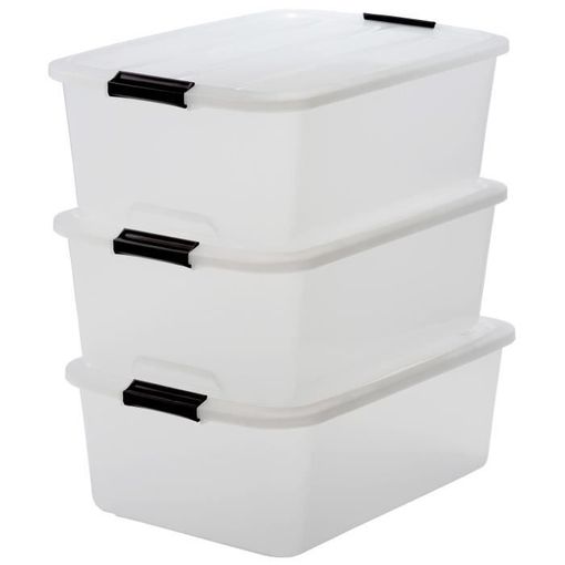 Caixa de Arrumação IRIS OHYAMA Top Box TB-30 Iris Ohyama - Recipientes de armazenamento doméstico - plástico, preto, transparente, 30 litros