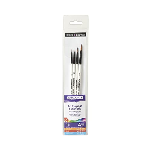 Conjunto de Pincéis DALE ROWNEY Graduado (4 Un - 2 mm a 8 mm) Fila - Ferramentas de medição e marcação de artesanato - 4 pincéis, fibra sintética, cabo curto, graduado