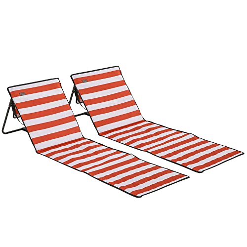 Esteira de Praia Outsunny | 142 x 51 x 40 cm - Preto/Branco/Vermelho Outsunny - Móveis de exterior - 142x51x40 cm, preto, branco, vermelho