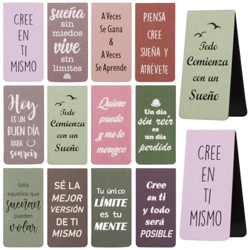 Marcador Magnético Inspiração em Espanhol COLOFALLA - Marcadores de página - frases inspiradoras, 12 marcadores, cores variadas, material magnético