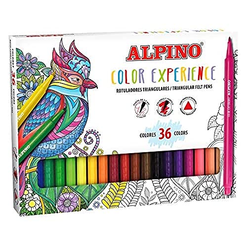 Caixa de 36 Marcadores Triangulares CLAIREFONTAINE Color'Experience Alpino - Marcadores e marcadores de texto - 36 marcadores, tinta à base de água, traço médio, ponta triangular