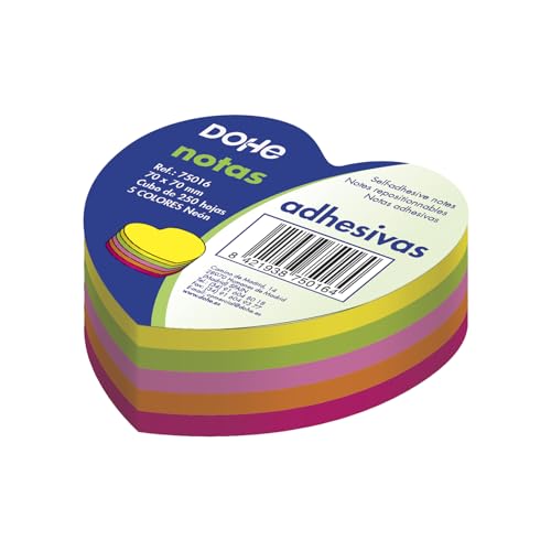 Pack 250 Notas Adesivas Corações DOHE DOHE - Notas autoadesivas - 250 notas, corações, neon, anotacao
