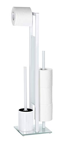 Suporte para papel higiénico WENKO 21565100 Wenko - Porta-papel higiênico - ferro, vidro temperado, branco, coluna
