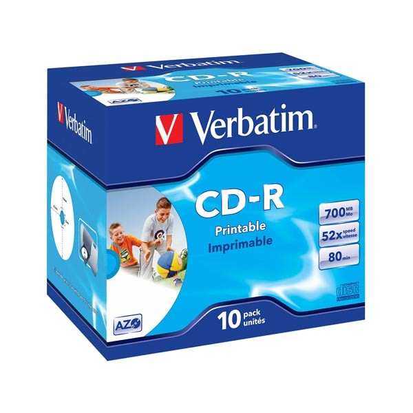 Disco de Rolo VERBATIM 10X CDR 52X SURFACE PRINTABLE Verbatim - Mídias vazias - disco rolo, verbatim, cdr, 52x, impressível