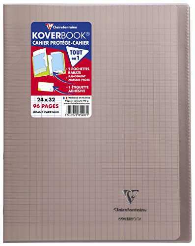 Caderno Clairefontaine Koverbook | Cinzento Clairefontaine - Cadernos e bloco de notas - destacável, resistente, bolsas internas, cinzento