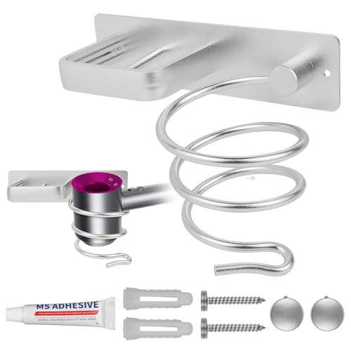 Suporte para Escova de Dentes e Secador de Cabelo VFANDV VFANDV - Acessórios de secador de cabelo - alumínio, 1,5 m, 15 kg, prateado